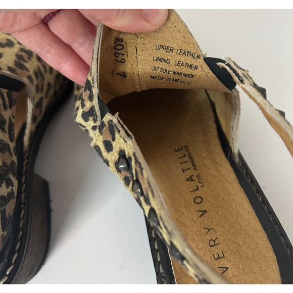 Very Volatile Leopard Bootie Adamo Animal Print Slingback Mule Women's Size 7 - Picture 6 of 8